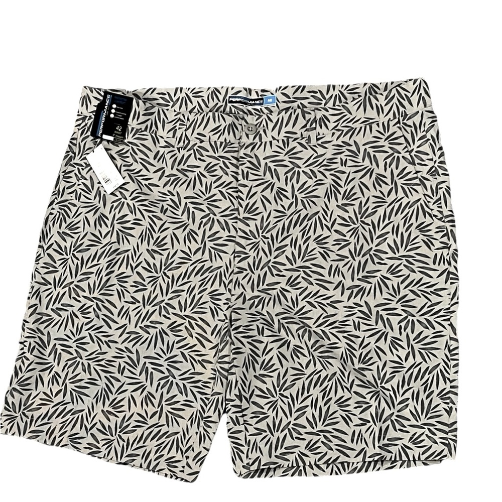 NEW ROUNDTREE & YORKE PERFORMANCE GOLF SHORTS MEN'S 42 FLORAL LEAVES GREY